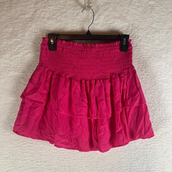 Miken Junior's Smocked Tiered Ruffled Skirt Pink Pullover Swim Cover Up Size M‎ - Picture 1 of 8